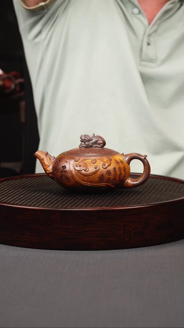 茶壶紫砂.龙骨金砂柴烧天官赐福