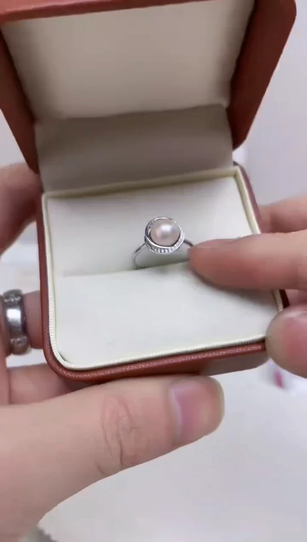 银S925镶嵌戒指海水珍珠