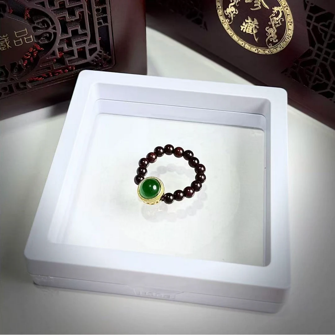 s0748 小叶紫檀绿戒指 【无礼盒】