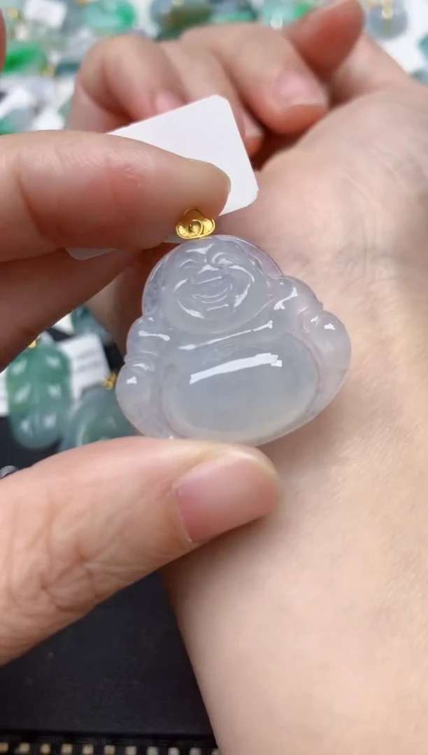 颈饰18K金镶嵌翡翠天然缅甸A货翡翠