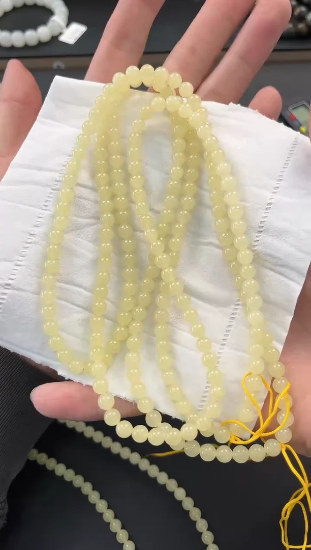 未镶嵌手串和田玉若羌黄口108项链卡6微色差 多样性拍一发一