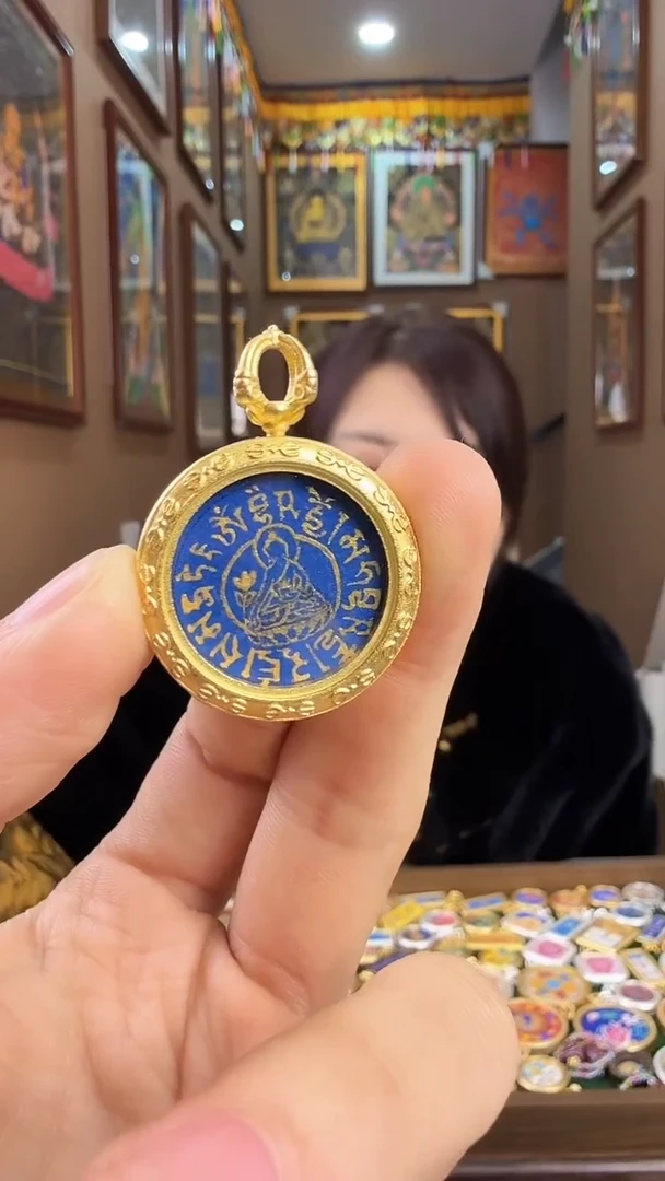 吊坠药师佛-纯手绘唐卡