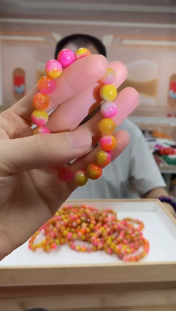 未镶嵌手串玛瑙/玉髓左琴双色玛瑙手串尺寸10mm