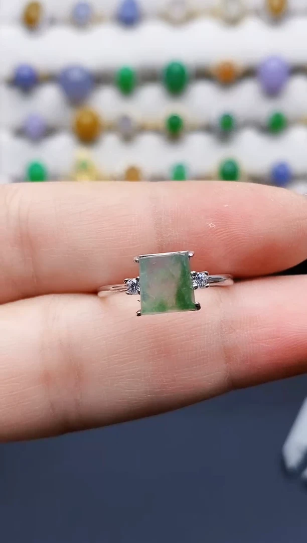 银S925镶嵌戒指翡翠1013