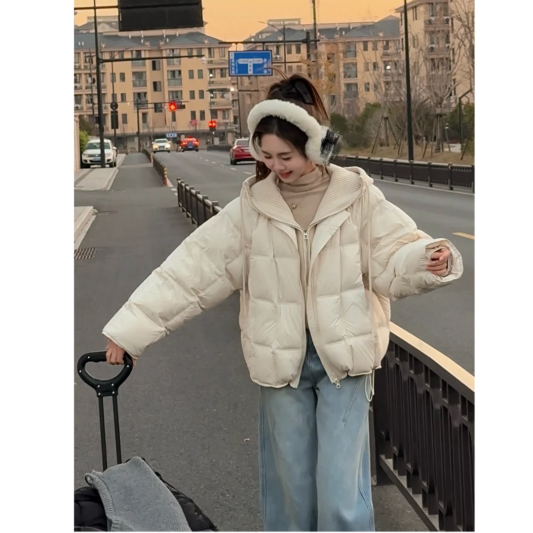 【百搭暖包】LULU冬季新款时尚休闲90白鸭绒针织连帽羽绒服257578