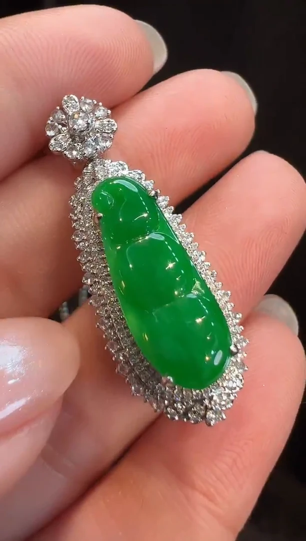 吊坠(不含链)18K金镶嵌翡翠AL6吊坠