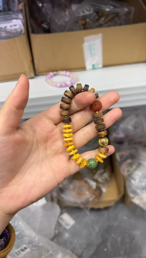 【闪购商品】蜜蜡手链未镶嵌蜜蜡饼子奇楠款手链[721]