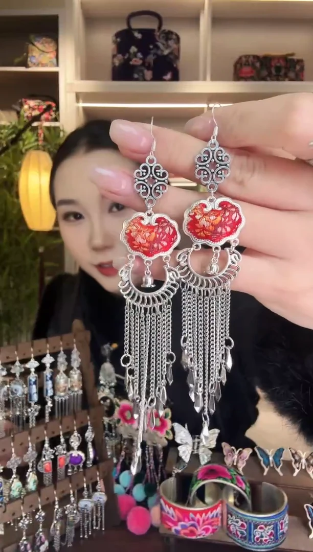 刺绣纯手工民族风耳环