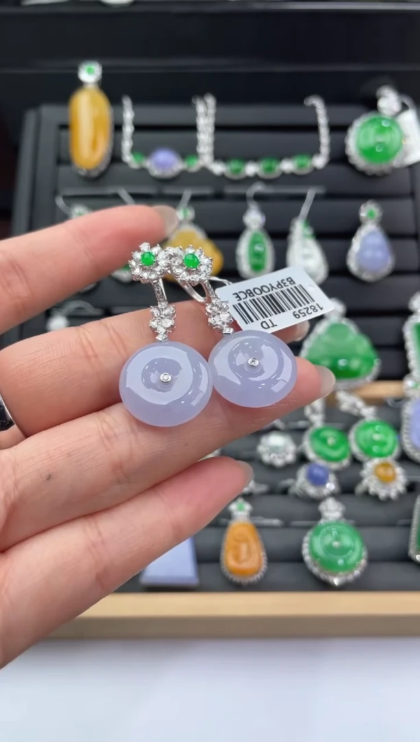 18K金镶嵌翡翠耳饰ZHG01126-19