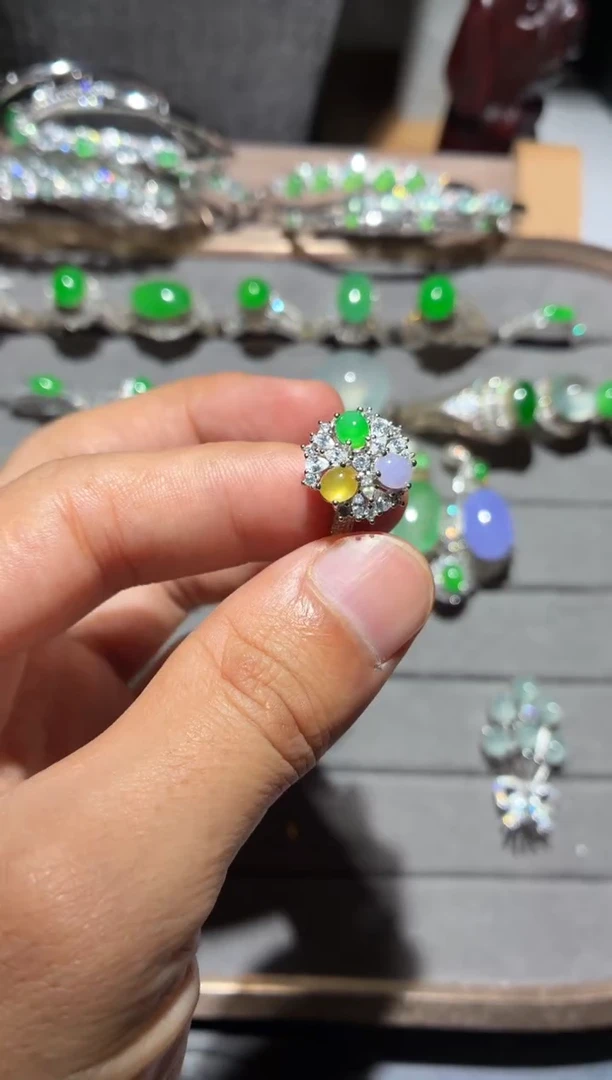 银S925镶嵌戒指翡翠全量