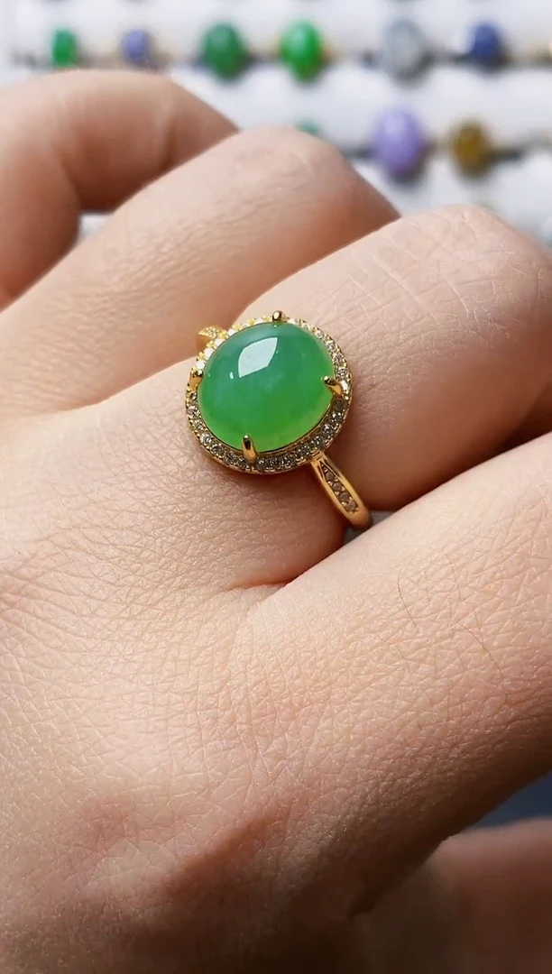 银S925镶嵌戒指翡翠3663