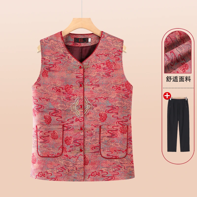 中年妈妈国风马甲春秋薄款2025新中式盘扣开衫马夹女老年奶奶上衣