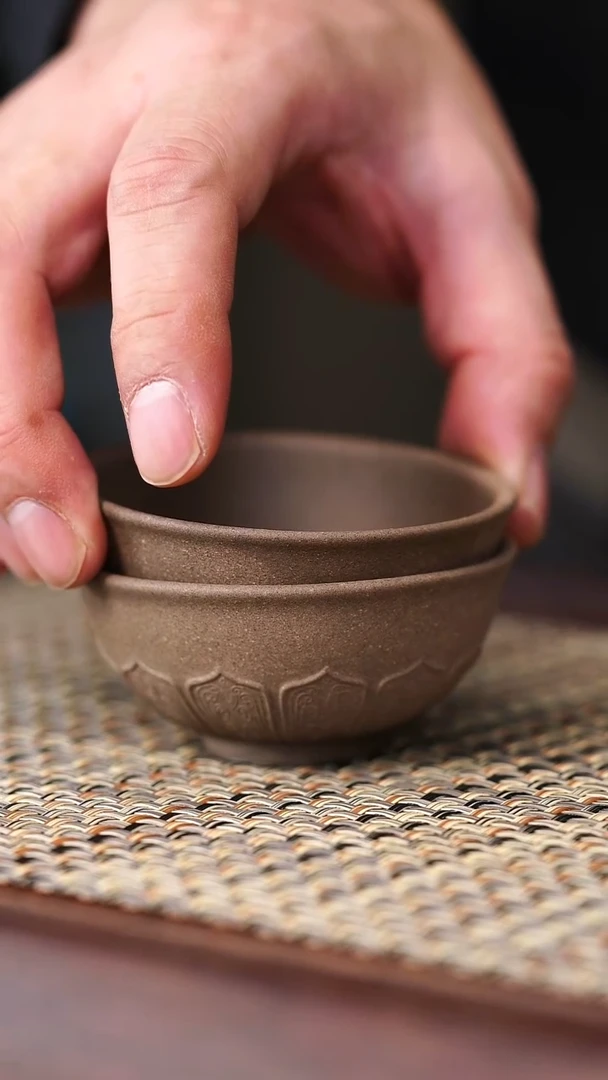 原矿手工青段莲花杯2个