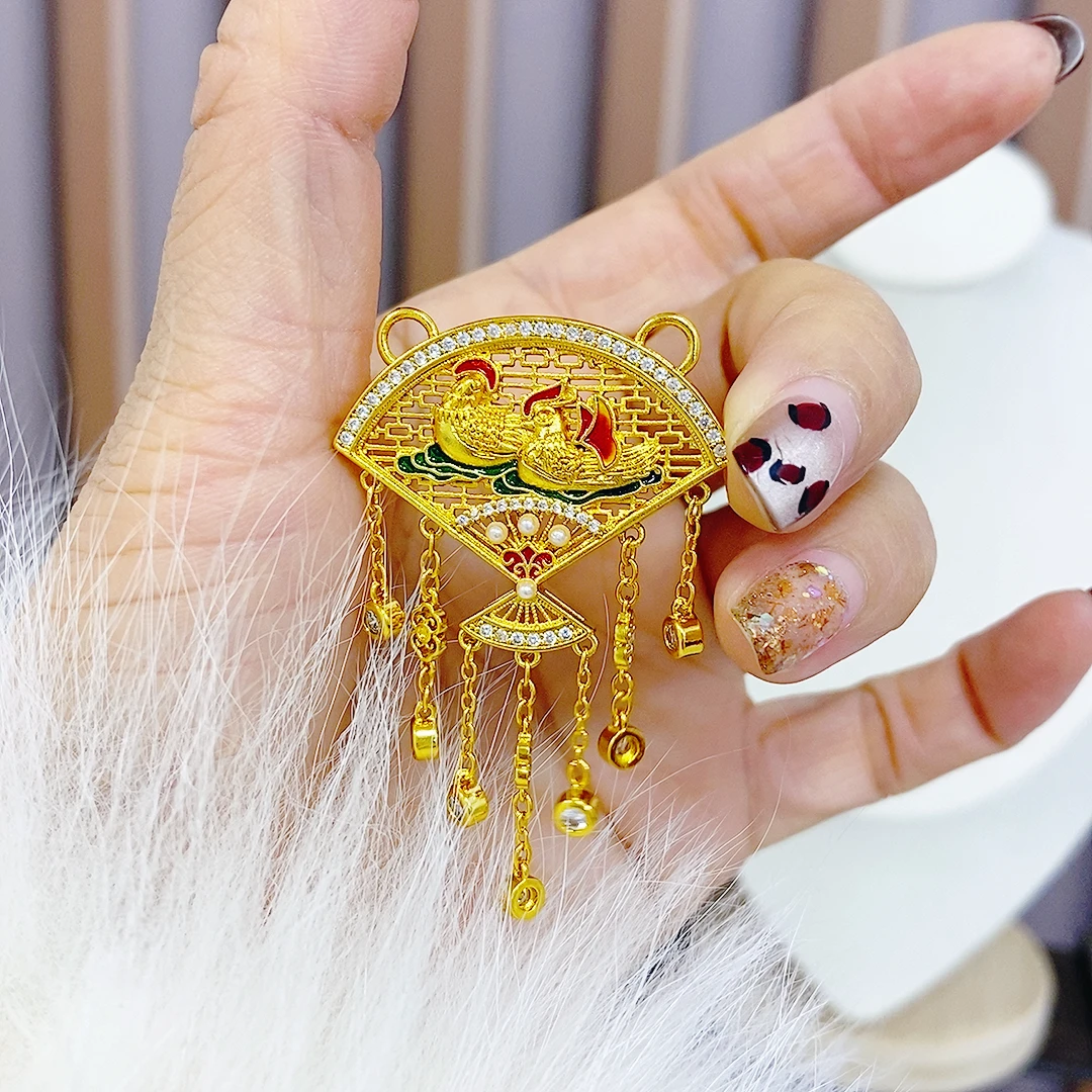 吊坠 时尚百搭 扇形鸳鸯流苏吊坠女项链精品首饰品