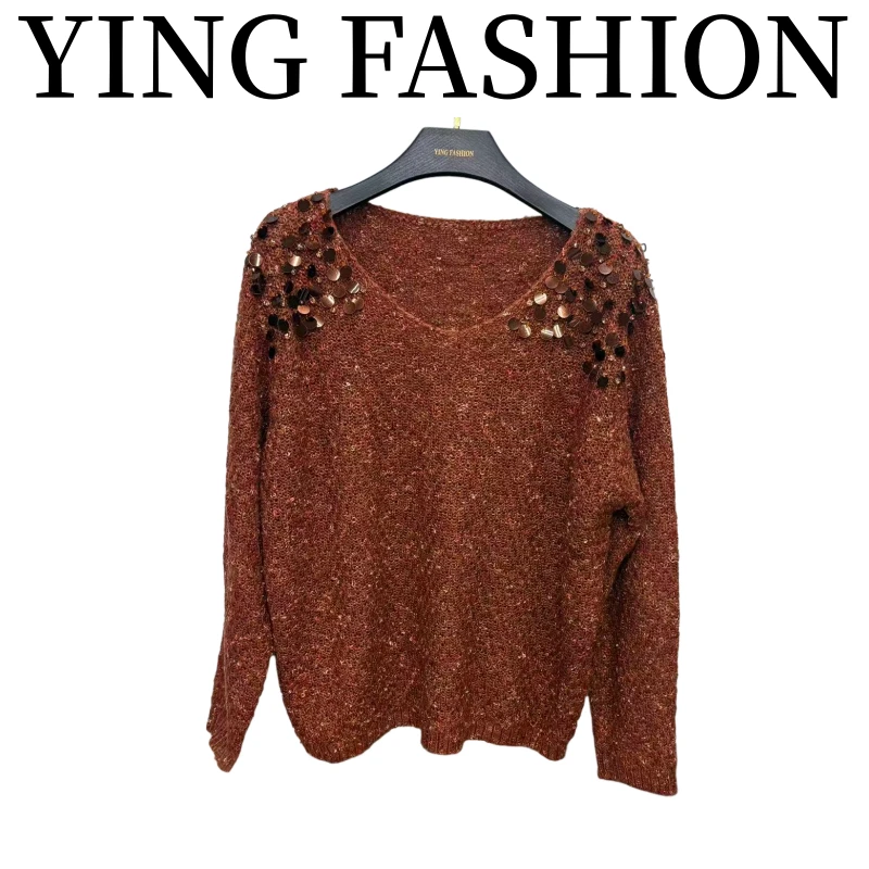 【YING FASHION】莹老板-设计款套头亮片毛衣针织衫 8020900 479