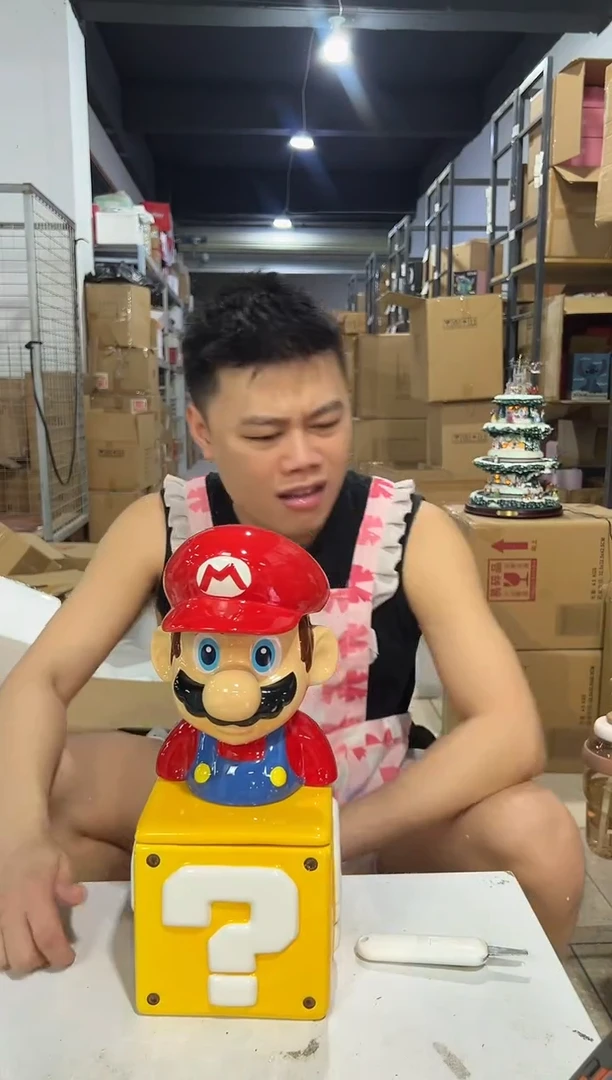 瓷片马里奥问号罐一套