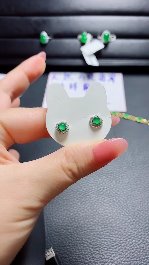 银S925镶嵌戒指翡翠天然翡翠A货s925银镶