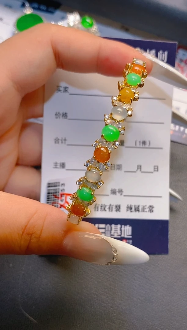 翡翠银S925镶嵌耳饰天然