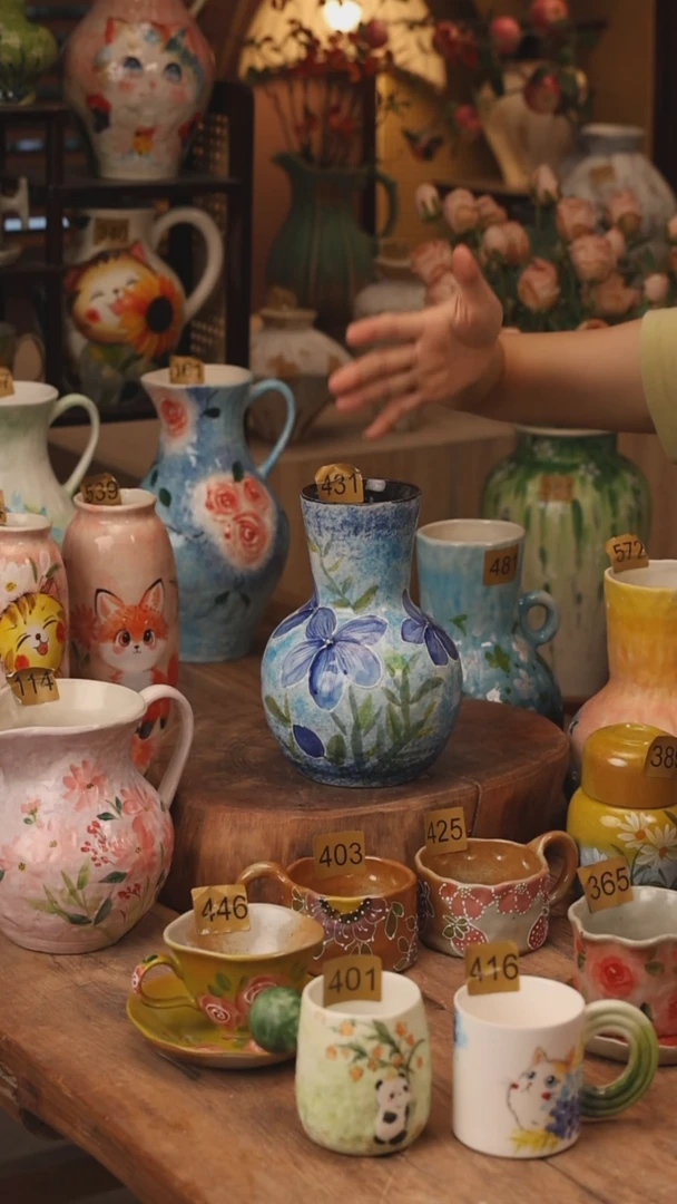 有机玻璃景德镇设计师手作花器摆件侘寂风431