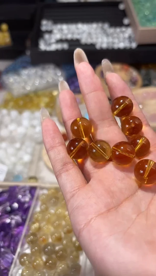 水晶手串未镶嵌爆力黄水晶单珠卡14