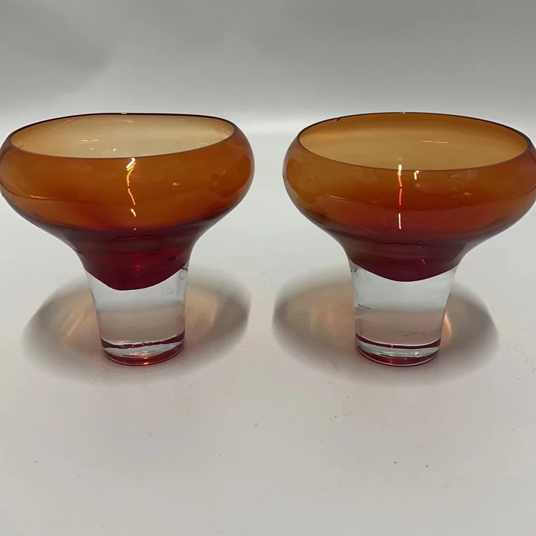 红色蜡杯2支透明青瓷欧式北欧风格粉色斗笠