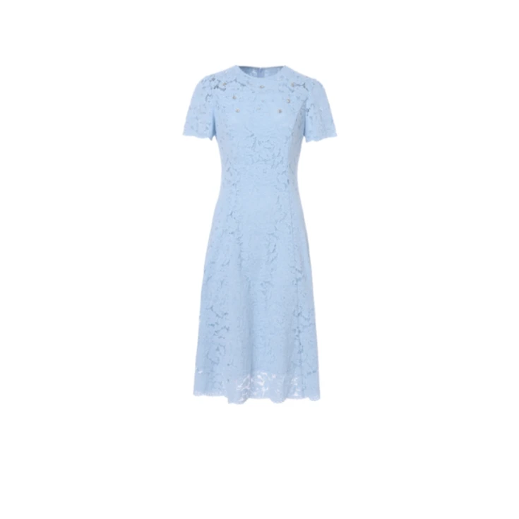 圆领套头蕾丝显瘦气质连衣裙