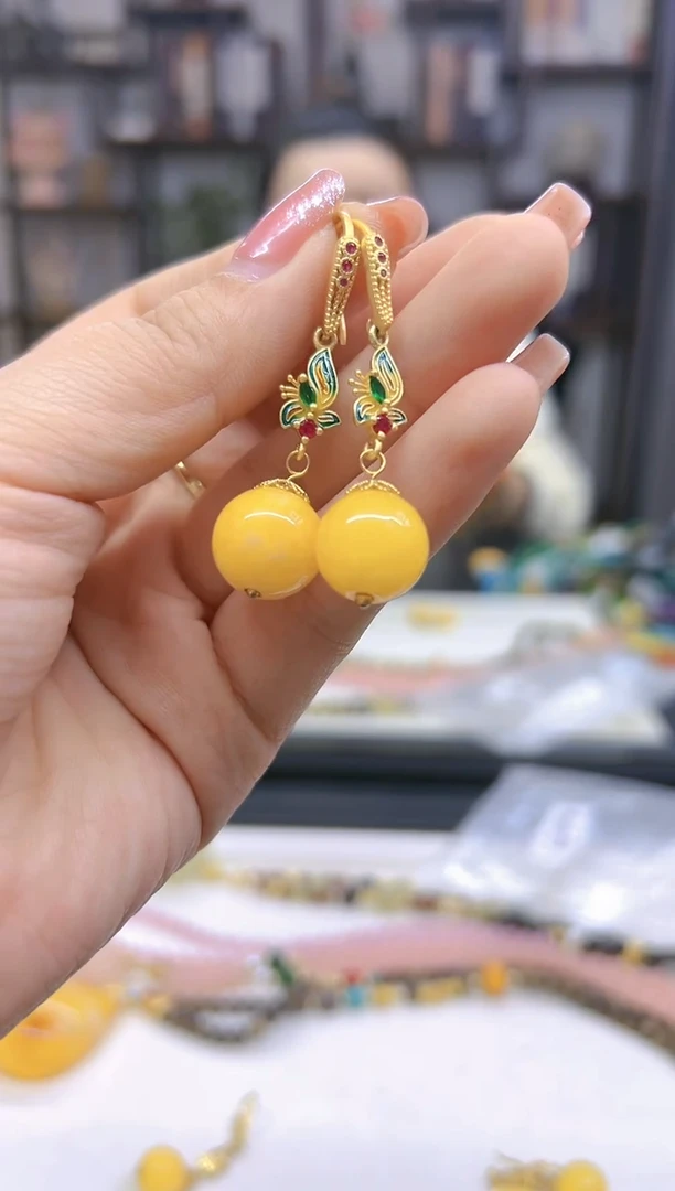 【闪购商品】翡翠耳饰14K金镶嵌耳坠E304