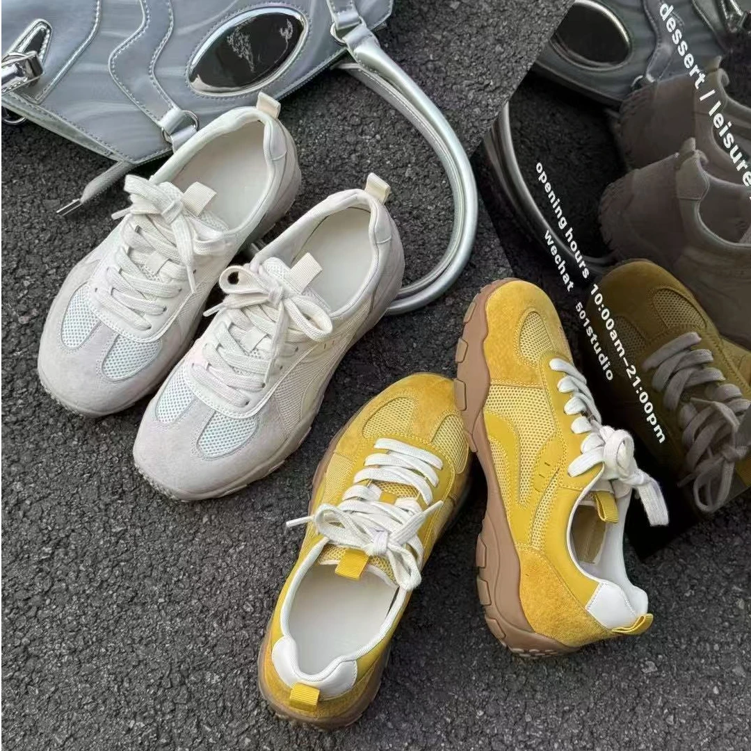 真皮软底阿甘鞋女春季新款圆头网布透气德训鞋休闲运 动鞋88-2031