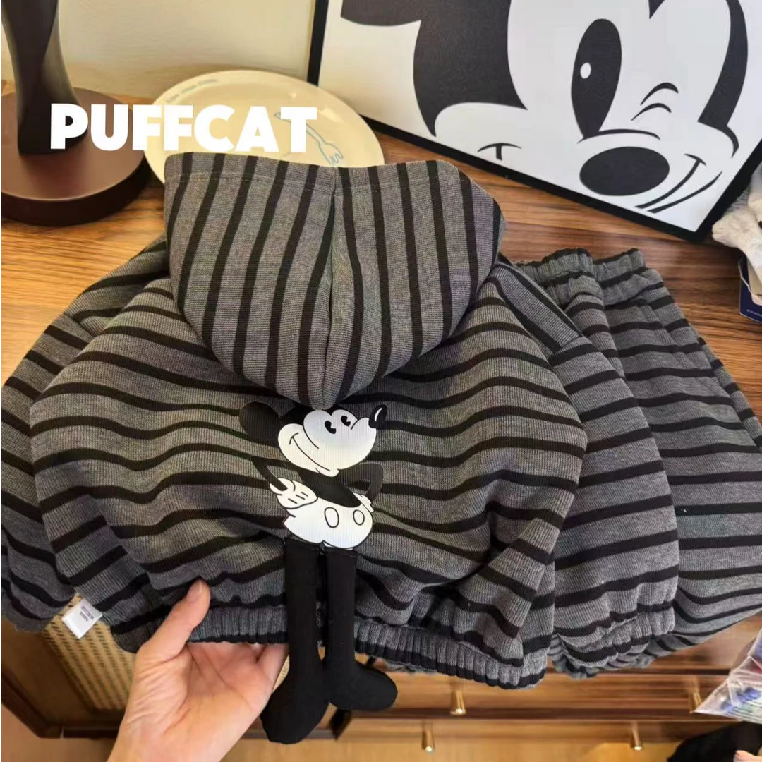 【540g超柔】米奇加绒套装秋冬男女童卡通韩版保暖针织休闲两件套