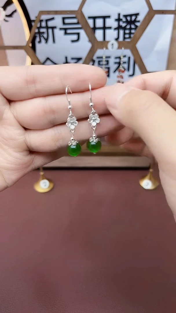 银S925镶嵌耳坠玛瑙/玉髓j25010000