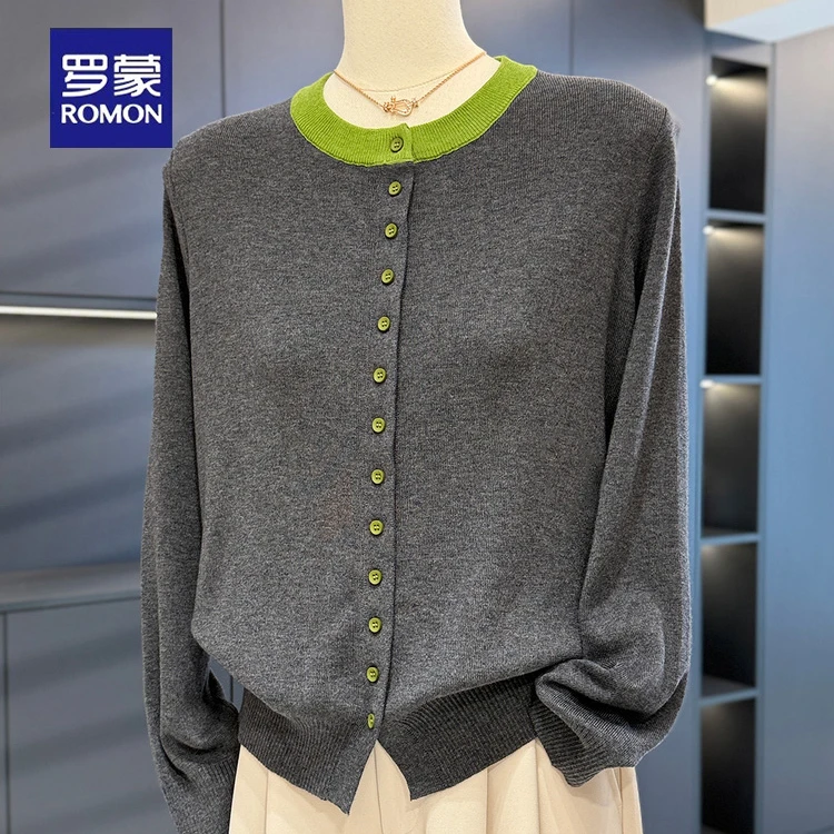 罗蒙时尚气质妈妈装针织衫女开衫秋装新款上衣减龄中年人妇女外套