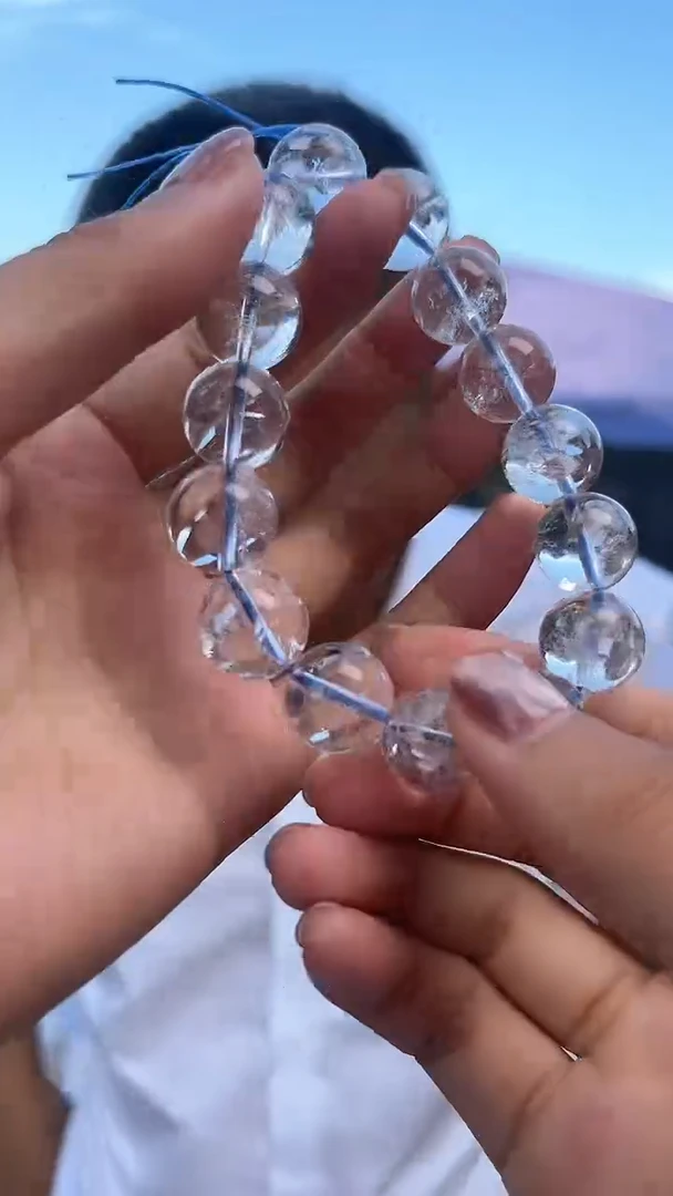 水晶手链未镶嵌天然白阿赛手串多样性发一14mm