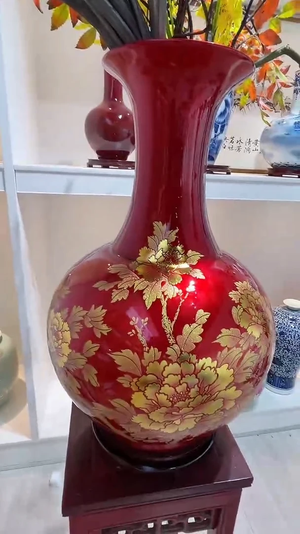 摆件高约56大红牡丹