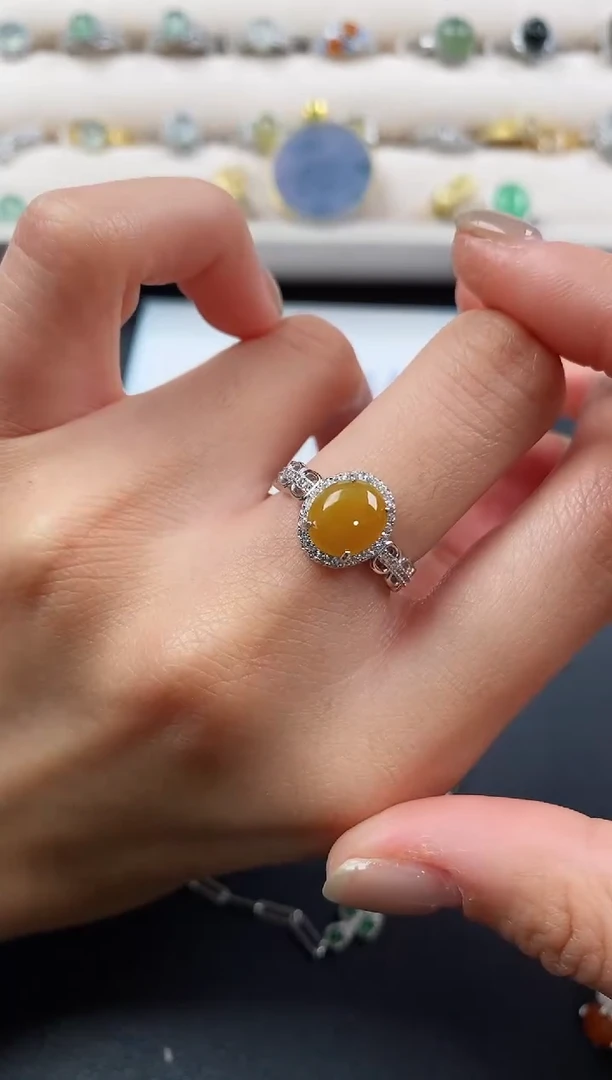 银S925镶嵌戒指翡翠777777+5