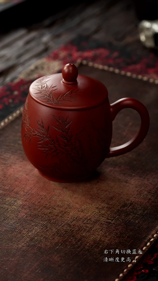 茶杯紫砂非遗茶器-竹子龙蛋盖杯