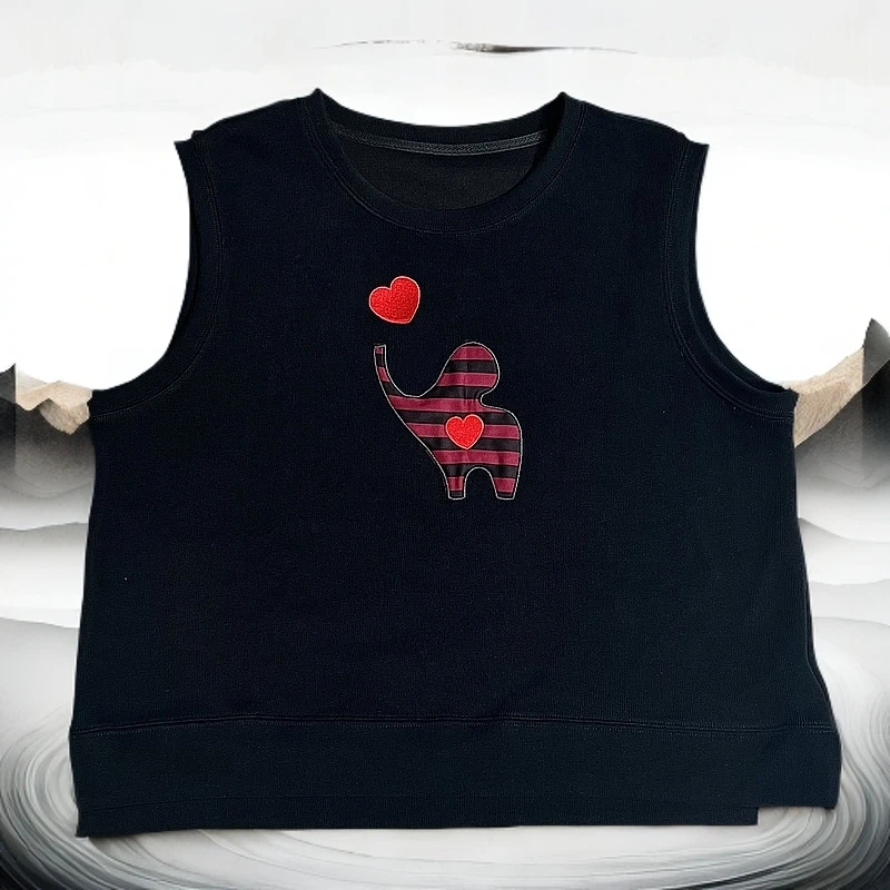 106#复古百搭时尚保暖贴布绣秋冬黑色高定款休闲女士小马甲马夹