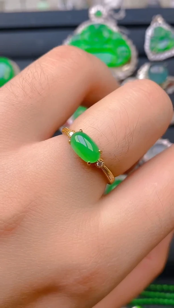 【闪购商品】翡翠戒指银S925镶嵌天然A货翡翠1