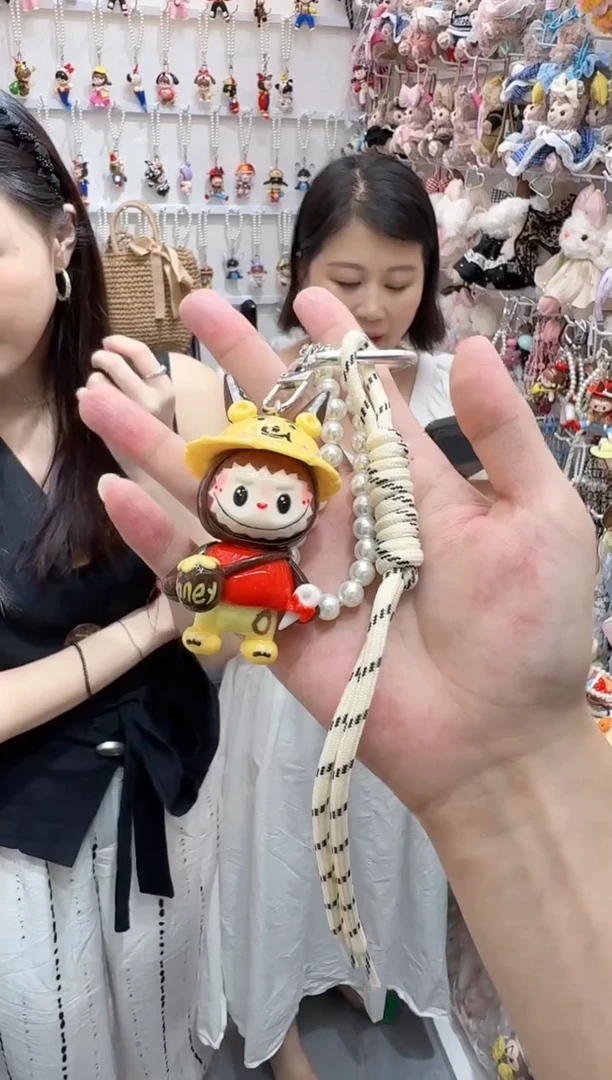 黄色小熊帽布布手机挂件