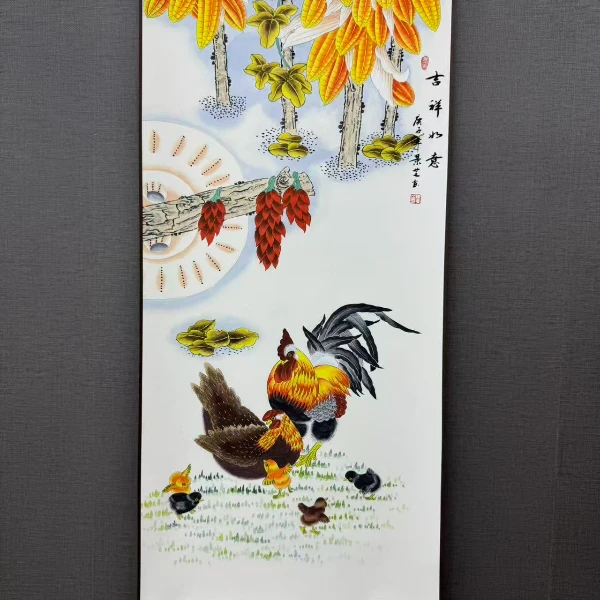 二尺《辣椒鸡》软装裱卷轴成品包邮到家