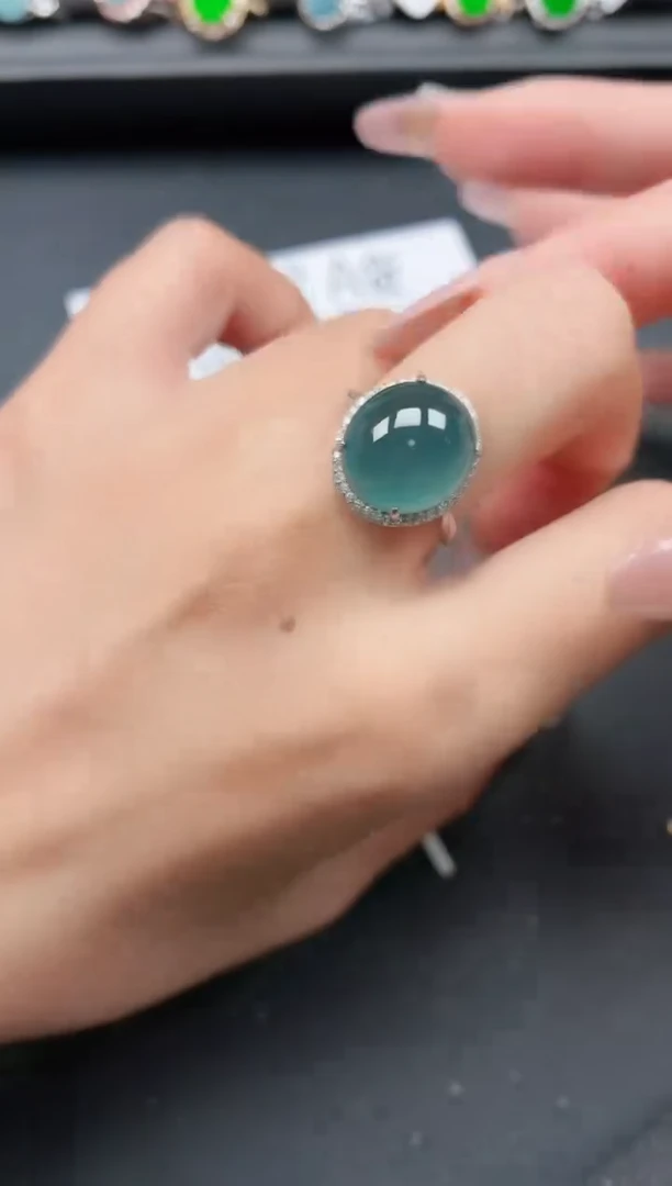 银S925镶嵌戒指翡翠111