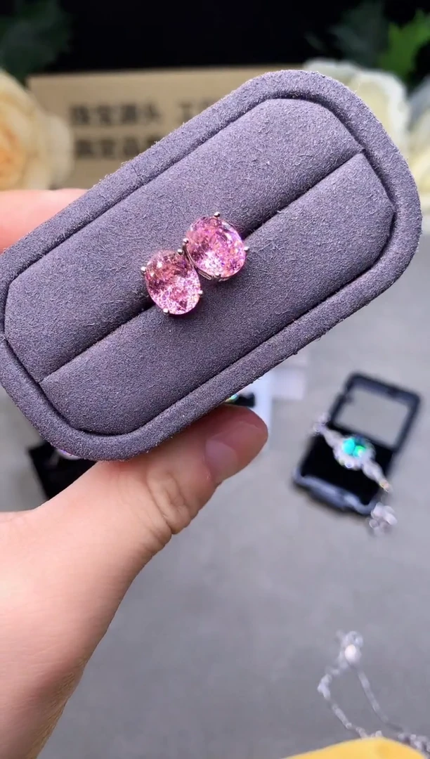 银S925镶嵌耳钉碧玺0101