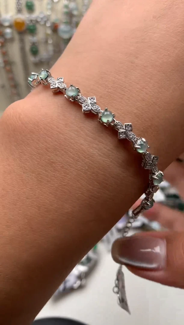 翡翠银S925镶嵌颈饰手链