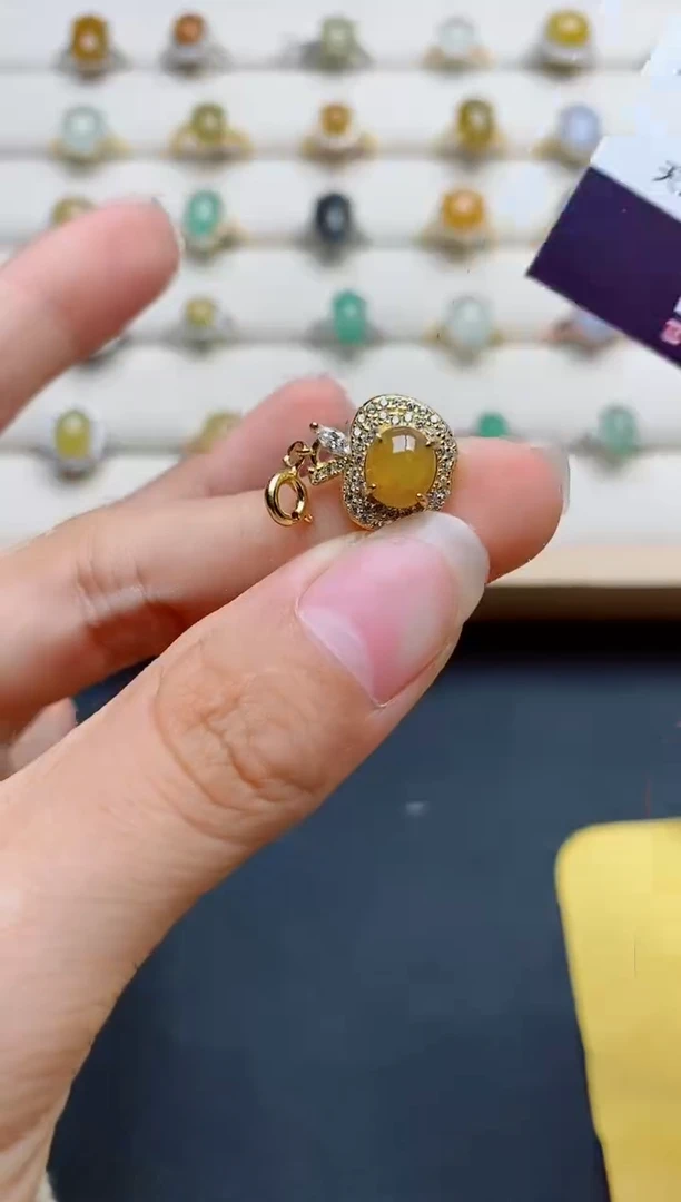 银S925镶嵌戒指翡翠1