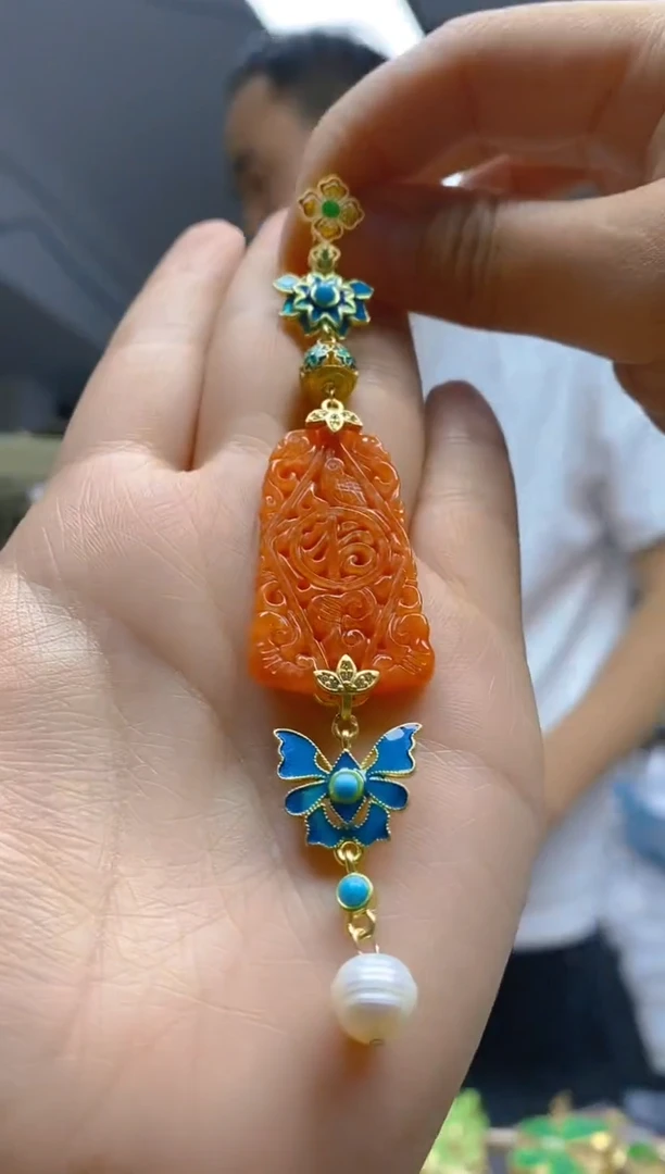 【闪购商品】翡翠耳饰合金0238翡翠压襟