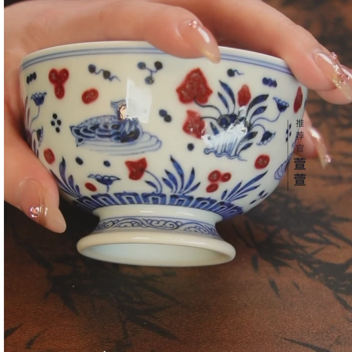 歆蕴山房  鸳鸯戏水小高足杯