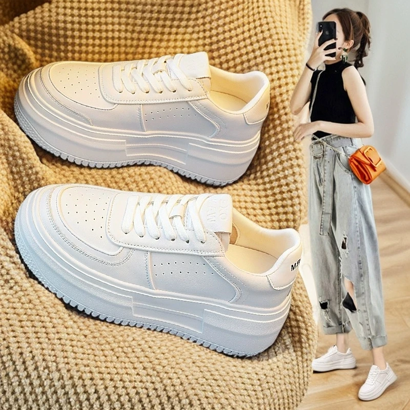 2025新款欧洲站时尚厚底小白鞋网面透气网红爆款配裙子休闲运动鞋