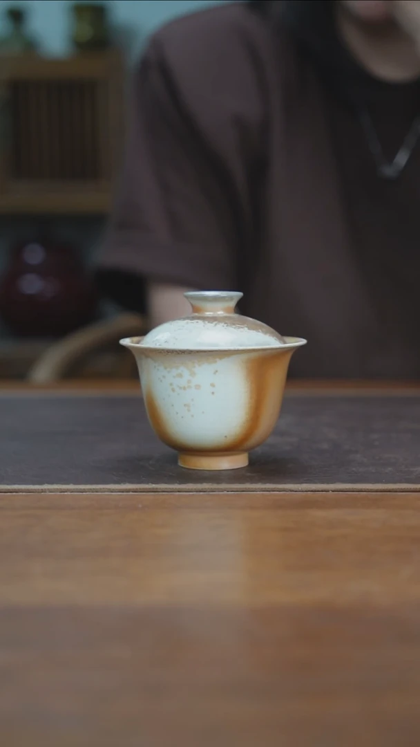 杯景德镇柴烧盖碗