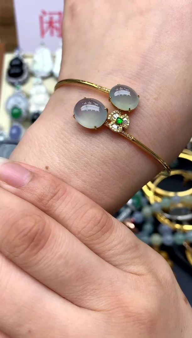 翡翠手镯18K金镶嵌459-中国好珍宝