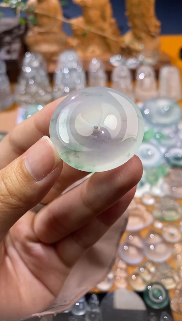 【闪购商品】定制翡翠未镶嵌平安扣33.2*6.5