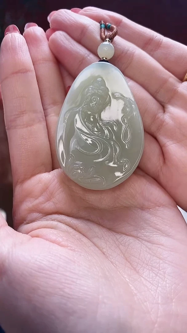 【闪购商品】和田玉挂件未镶嵌观音吊坠尺寸约51mm